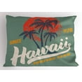 thumbnail image 1 of Ambesonne Hawaii Pillow Sham, Surfing Club Logo Art, 26" X 20", Reseda Green Multicolor, 1 of 2