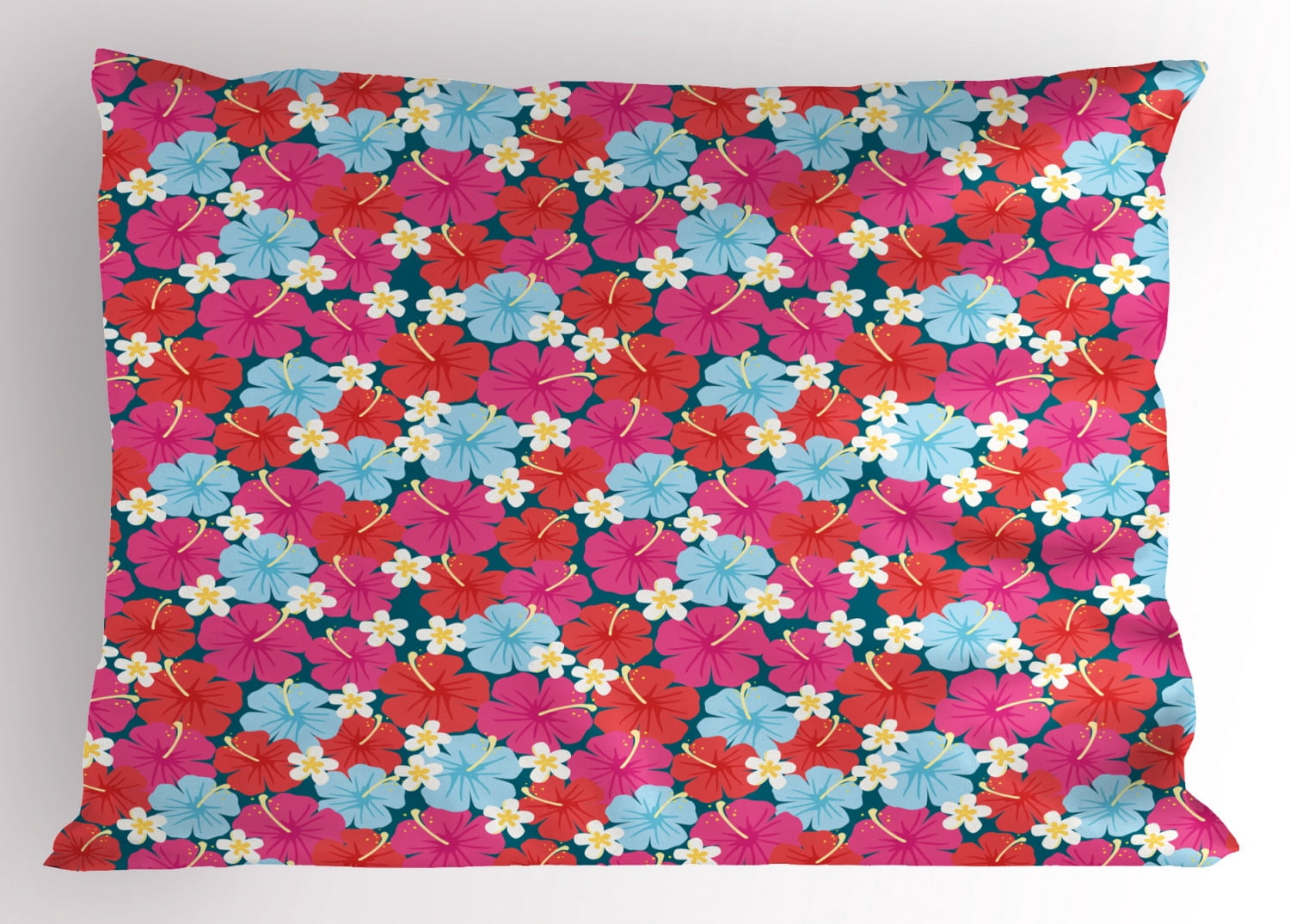 Ambesonne hawaii pillow sham vivid tones hibiscus flowers 26 x 20