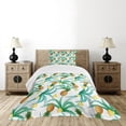 thumbnail image 1 of Ambesonne Hawaii Quilted Bedspread Set 2 Pcs, Botany Inspired Fruits, Twin Size, Jade Green Marigold, 1 of 5