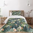 thumbnail image 1 of Ambesonne Hawaii Quilted Bedspread Set 2 Pcs, Colorful Polynesia Plant, Twin Size, Jade Green Fern Green, 1 of 5