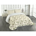 thumbnail image 1 of Ambesonne Hawaii Quilted Bedspread Set 2 Pcs, Simplistic Palms Pattern, Twin Size, Cream Cocoa and Khaki, 1 of 2