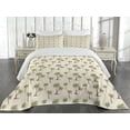 thumbnail image 1 of Ambesonne Hawaii Quilted Coverlet 3 Pcs, Simplistic Palms Pattern, Queen Size, Cream Cocoa and Khaki, 1 of 4