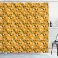 thumbnail image 1 of Ambesonne Hawaii Shower Curtain, Orange Tones Spring Blossom, 69"Wx84"L, Marigold Army Green, 1 of 5