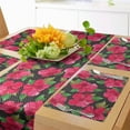 thumbnail image 1 of Ambesonne Hawaii Table Runner & Placemats, Polka Dots Hibiscus, Placemat 4 pcs + Runner 14"x90", Magenta Fern Green Black, 1 of 2