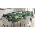thumbnail image 1 of Ambesonne Hawaii Tablecloth Rectangular Table Cover, Colorful Polynesia Plant, 52"x70", Jade Green Fern Green, 1 of 4