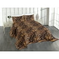 thumbnail image 1 of Ambesonne Hawaii Themed Quilted Coverlet 3 Pcs, Tropical Neutral Leaf, Queen Size, Pale Vermilion Seal Brown, 1 of 4