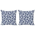 thumbnail image 1 of Ambesonne Hawaii Throw Pillow Cover 2 Pack, Flowering Hibiscuses, 16", Navy Blue White, 1 of 2