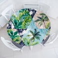 thumbnail image 1 of Ambesonne Hawaii Vibes Fitted Round Tablecloth, Aloha Themed Palm Art, 40"- 44" Diameter, Seafoam Fern Green Dusk, 1 of 5