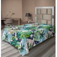 thumbnail image 1 of Ambesonne Hawaii Vibes Flat Bedding Sheet Soft Top Sheet, Aloha Themed Palm Art, Twin, Seafoam Fern Green Dusk, 1 of 1