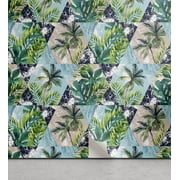 Ambesonne Hawaii Vibes Peel & Stick Wallpaper for Home, Aloha Themed Palm Art, 13"x36", Seafoam Fern Green Dusk