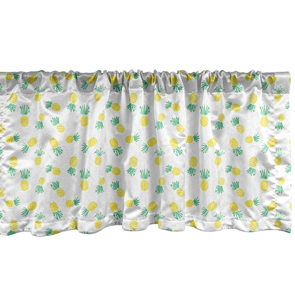 Ambesonne Hawaii Window Valance, Exotic Fruits Pattern, 54" X 18", Yellow and Sea Green