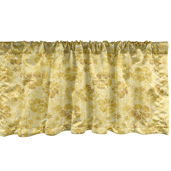 Ambesonne Hawaii Window Valance, Exotic Hibiscus Flowers, 54" X 12", Yellow White