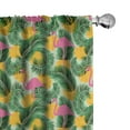thumbnail image 1 of Ambesonne Hawaiian Window Curtains, Summer Art Motif Flamingos, Each 28" W x 95" L, Pale Green and Multicolor, 1 of 4