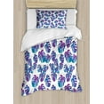 thumbnail image 1 of Ambesonne Hawaiian Colors Duvet Cover Sets, Tropic Leafy Motifs, 2-Twin, Purple Sea Blue Teal, 1 of 4