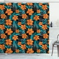 thumbnail image 1 of Ambesonne Hawaiian Colors Shower Curtain, Orange Hawaii Leafy, 69"Wx70"L, Charcoal Grey Turquoise, 1 of 3