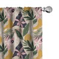 thumbnail image 1 of Ambesonne Hawaiian Curtains, Flowers Leaves Lines Dots, Pair of 28"x63", Dark Yellow and Pastel Pink, 1 of 4