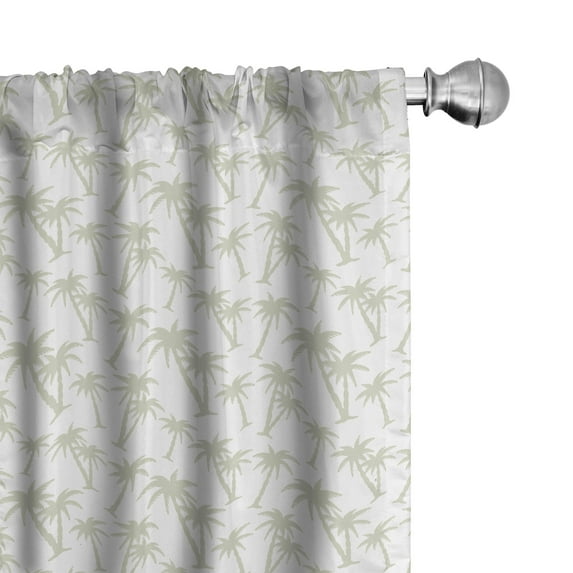 Ambesonne Hawaiian Curtains, Tropic Coconut Palms, Pair of 28"x95", Grey White