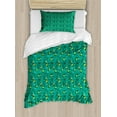 thumbnail image 1 of Ambesonne Hawaiian Duvet Cover Sets, Hula Girls Palms Sailboats, 2-Twin, Dark Seafoam and Multicolor, 1 of 4