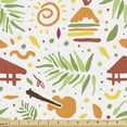 thumbnail image 1 of Ambesonne Hawaiian Fabric by the Yard Upholstery, Abstract Guitar Leaves Art, 5 Yards, Earth Yellow and Apple Green, 1 of 5