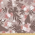 thumbnail image 1 of Ambesonne Hawaiian Fabric by the Yard Upholstery, Vintage Pastel Flora Bloom, 5 Yards, Coral Blush Warm Taupe, 1 of 5