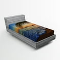thumbnail image 1 of Ambesonne Hawaiian Fitted Sheet 2 Pcs Set, Sunrise Lanikai Beach, Twin, Brown Blue, 1 of 3