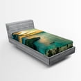 thumbnail image 1 of Ambesonne Hawaiian Fitted Sheet, Hanauma Bay on Oahu, Twin Size, Turquoise Green Yellow, 1 of 3