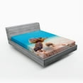 thumbnail image 1 of Ambesonne Hawaiian Fitted Sheet, Sea Turtle Underwater, Queen Size, Aqua Cinnamon Brown, 1 of 2