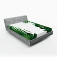 thumbnail image 1 of Ambesonne Hawaiian Fitted Sheet, Tropical Exotic Palms, Queen Size, Green White, 1 of 3