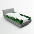 thumbnail image 1 of Ambesonne Hawaiian Fitted Sheet, Tropical Exotic Palms, Twin Size, Green White, 1 of 3