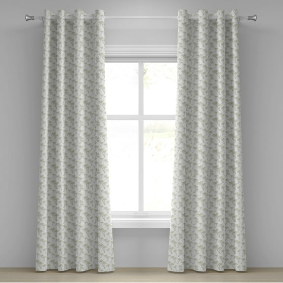 Ambesonne Hawaiian Grommet Curtain, Tropic Coconut Palms, 50" x 120", Grey White