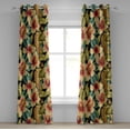 thumbnail image 1 of Ambesonne Hawaiian Grommet Curtain, Vintage Pinkish Hibiscus, 50"x72", Amber Fawn and Teal, 1 of 5