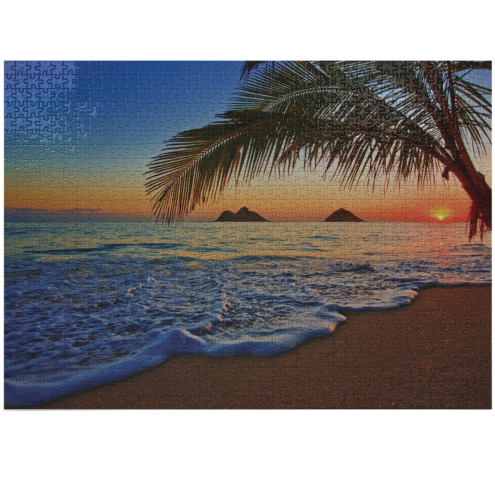 Ambesonne Hawaiian Jigsaw Puzzle, Sunrise Lanikai Beach, Heirloom