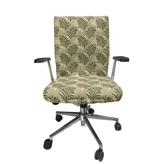 Ambesonne Hawaiian Office Chair Cover Stretchable High Back, Exotic Leaves Pattern Art, Sand Brown Khaki and Fawn