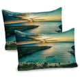 thumbnail image 1 of Ambesonne Hawaiian Pillow Sham 2 Pack, Hanauma Bay on Oahu, 26"x20", Turquoise Green Yellow, 1 of 3