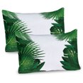 thumbnail image 1 of Ambesonne Hawaiian Pillow Sham 2 Pack, Tropical Exotic Palms, 36"x20", Green White, 1 of 3