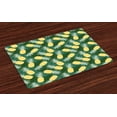 thumbnail image 1 of Ambesonne Hawaiian Place Mats Set of 4, Palm Leaves Pineapples, Standard Size, Pale Green Fern Green, 1 of 4