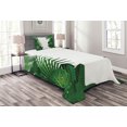 thumbnail image 1 of Ambesonne Hawaiian Quilted Bedspread Set 2 Pcs, Tropical Exotic Palms, Twin Size, Green White, 1 of 3