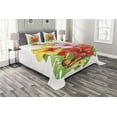 thumbnail image 1 of Ambesonne Hawaiian Quilted Bedspread Set 3 Pcs, Colorful Hibiscus Blooming, Queen Size, Multicolor, 1 of 3