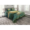 thumbnail image 1 of Ambesonne Hawaiian Quilted Bedspread Set 3 Pcs, Hanauma Bay on Oahu, King Size, Turquoise Green Yellow, 1 of 3