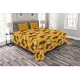 thumbnail image 1 of Ambesonne Hawaiian Quilted Bedspread Set 3 Pcs, Ocean Island Palms, Queen Size, Marigold and Brown, 1 of 5