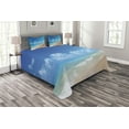 thumbnail image 1 of Ambesonne Hawaiian Quilted Bedspread Set 3 Pcs, Tropical Ocean Waves, King Size, Blue Turquoise, 1 of 3