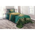 thumbnail image 1 of Ambesonne Hawaiian Quilted Coverlet 2 Pcs, Hanauma Bay on Oahu, Twin Size, Turquoise Green Yellow, 1 of 2