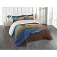 thumbnail image 1 of Ambesonne Hawaiian Quilted Coverlet 3 Pcs, Sunrise Lanikai Beach, King Size, Brown Blue, 1 of 4