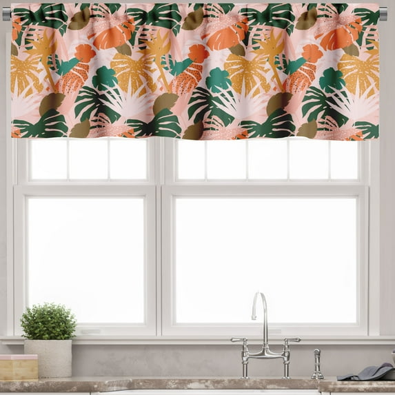Ambesonne Hawaiian Valance Pack of 2, Colorful Tropical Forest, 54"X12", Multicolor