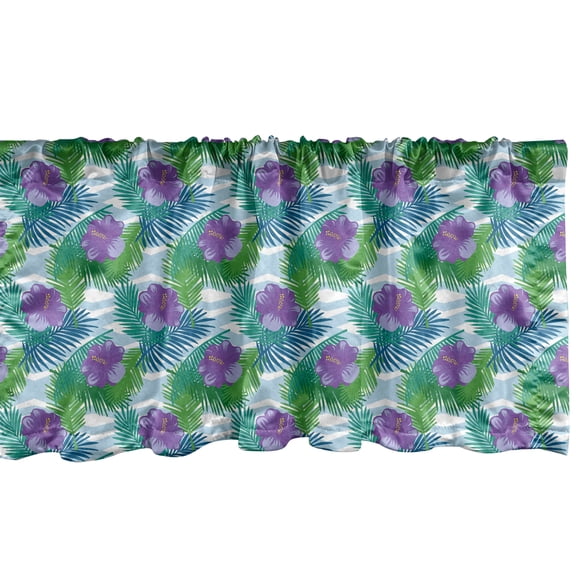 Ambesonne Hawaiian Window Valance, Exotic Island Leafage, 54" X 12", Multicolor