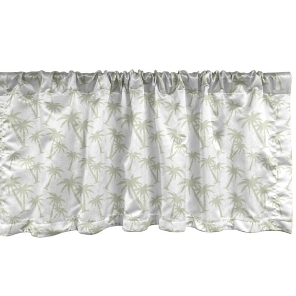 Ambesonne Hawaiian Window Valance, Tropic Coconut Palms, 54" X 12", Grey White