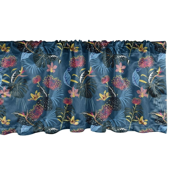 Ambesonne Hawaiian Window Valance, Tropical Exotic Forest, 54" X 18", Multicolor