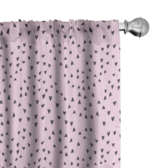 Ambesonne Heart 4-Panel Curtains, Valentine's Day Theme Motifs, 56"x63", Pale Pink Dark Taupe