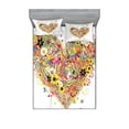thumbnail image 1 of Ambesonne Heart Fitted Sheet & Pillow Sham Set, Watercolor Love, Full, White Multicolor, 1 of 2