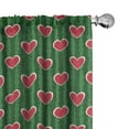 thumbnail image 1 of Ambesonne Hearts Window Curtains, Love Pattern, Each 28" W x 95" L, Apple Green Dark Coral, 1 of 4